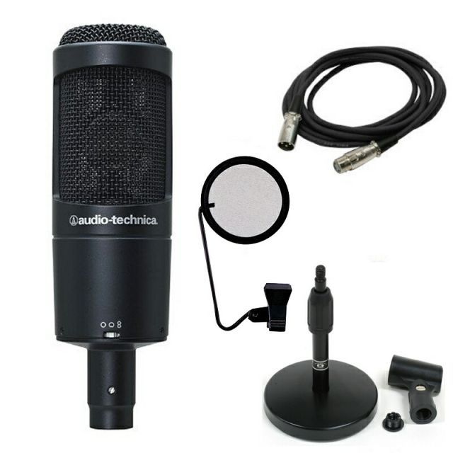 audio-technica コンデンサーマイク AT2050 卓上マイクスタンド AD11 ポップガード PO-5S 3mケーブル セット