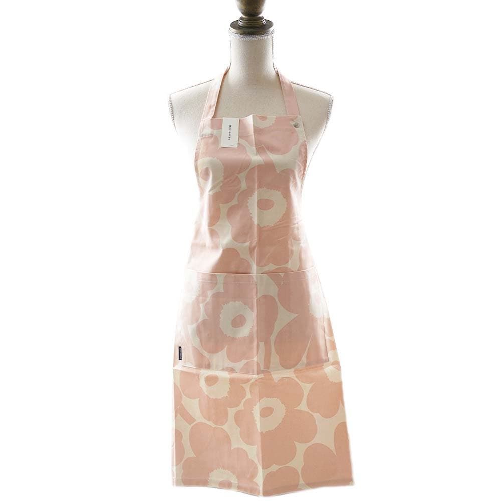 マリメッコ エプロン ウニッコ柄 花柄 コットン×ピーチ PIENI UNIKKO