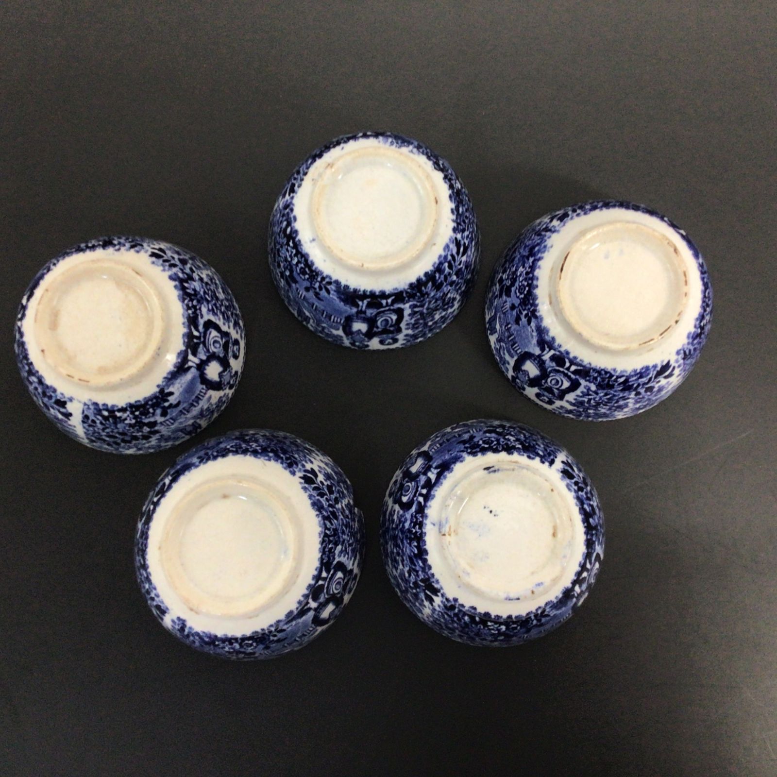 10070 【難あり】阿蘭陀焼 煎茶碗5客 デルフト 印判 茶器 湯呑 京