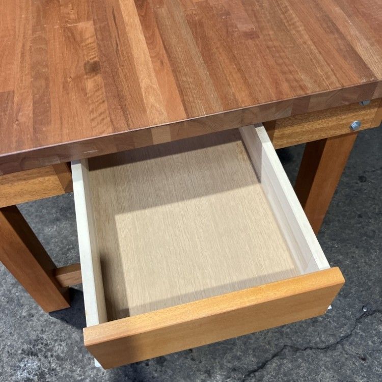 展示品※小傷アリ】作業台 ワークテーブル 木製 収納付 天然木 1500×900