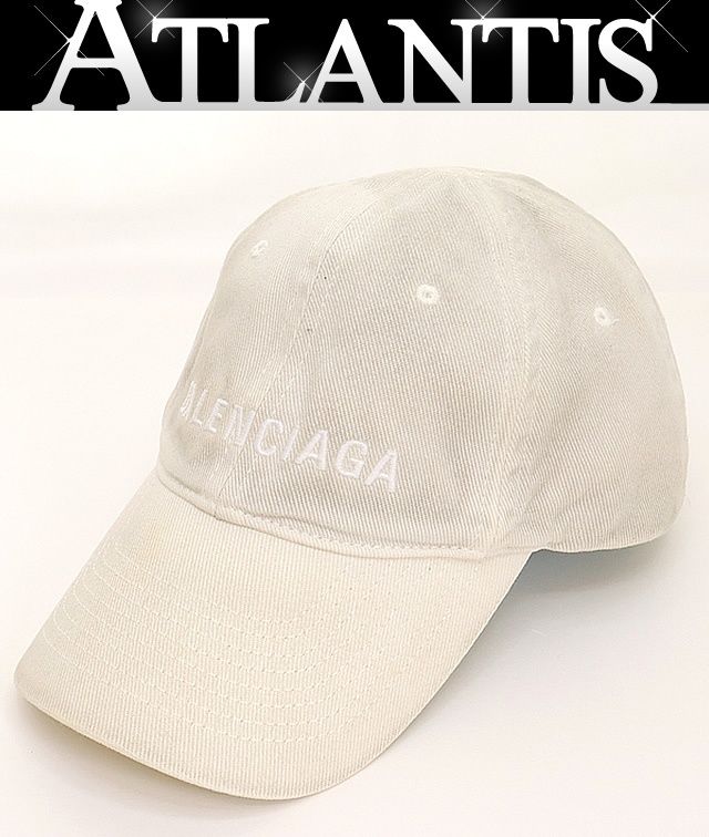 BALENCIAGA 銀座店 バレンシアガ Sporty B ユーズド加工 ロゴ キャップ size S オフホワイト系 98607