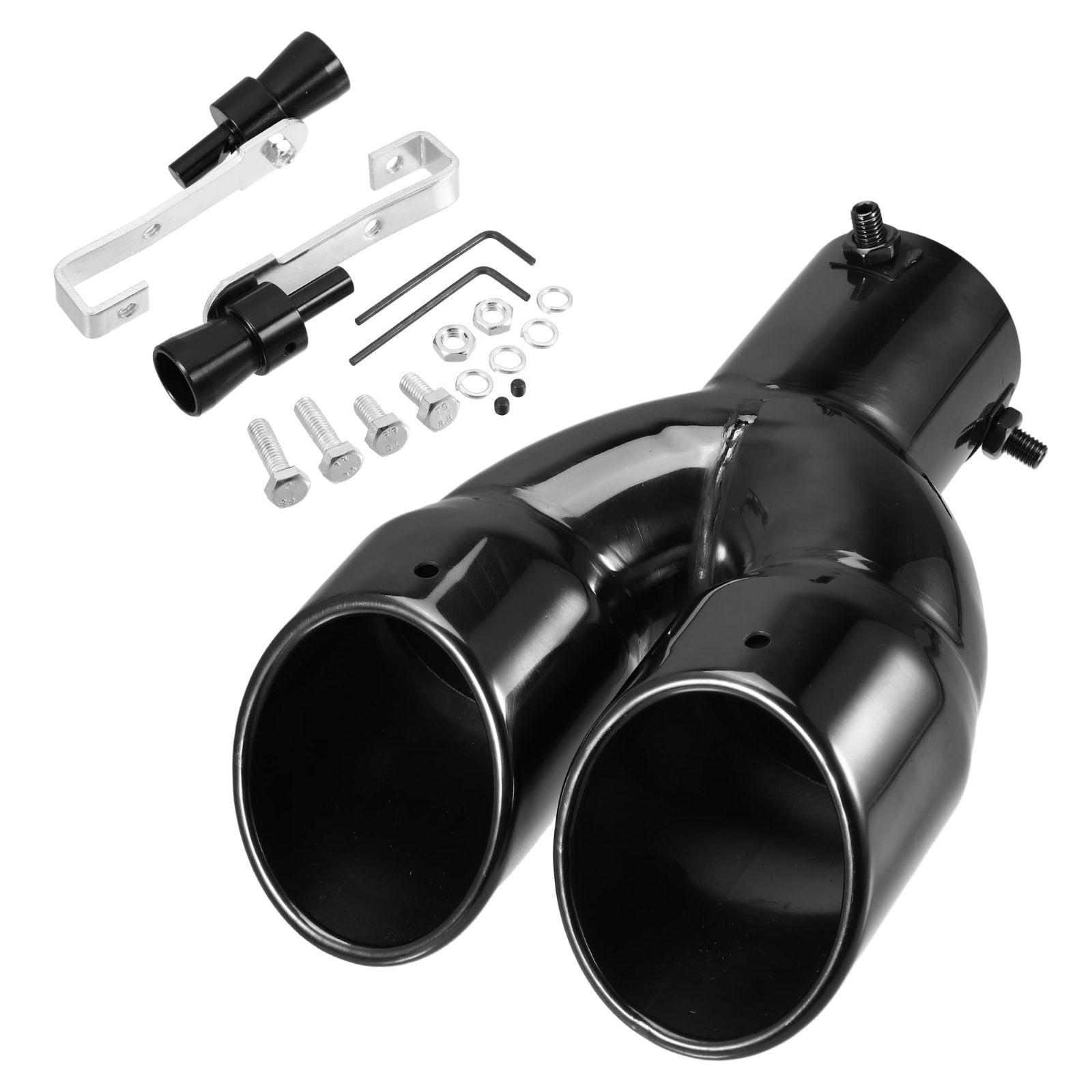 Motoforti ユニバーサルカー直管排気先端マフラーテールパイプ、2.5インチインレット3.14インチアウトレット、耐久性、ステンレス製、黒い、1セット