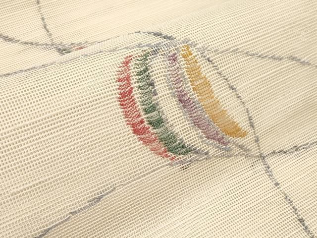 平和屋着物□極上 1854年創業 帯屋捨松 八寸名古屋帯 抽象文 薄香色地