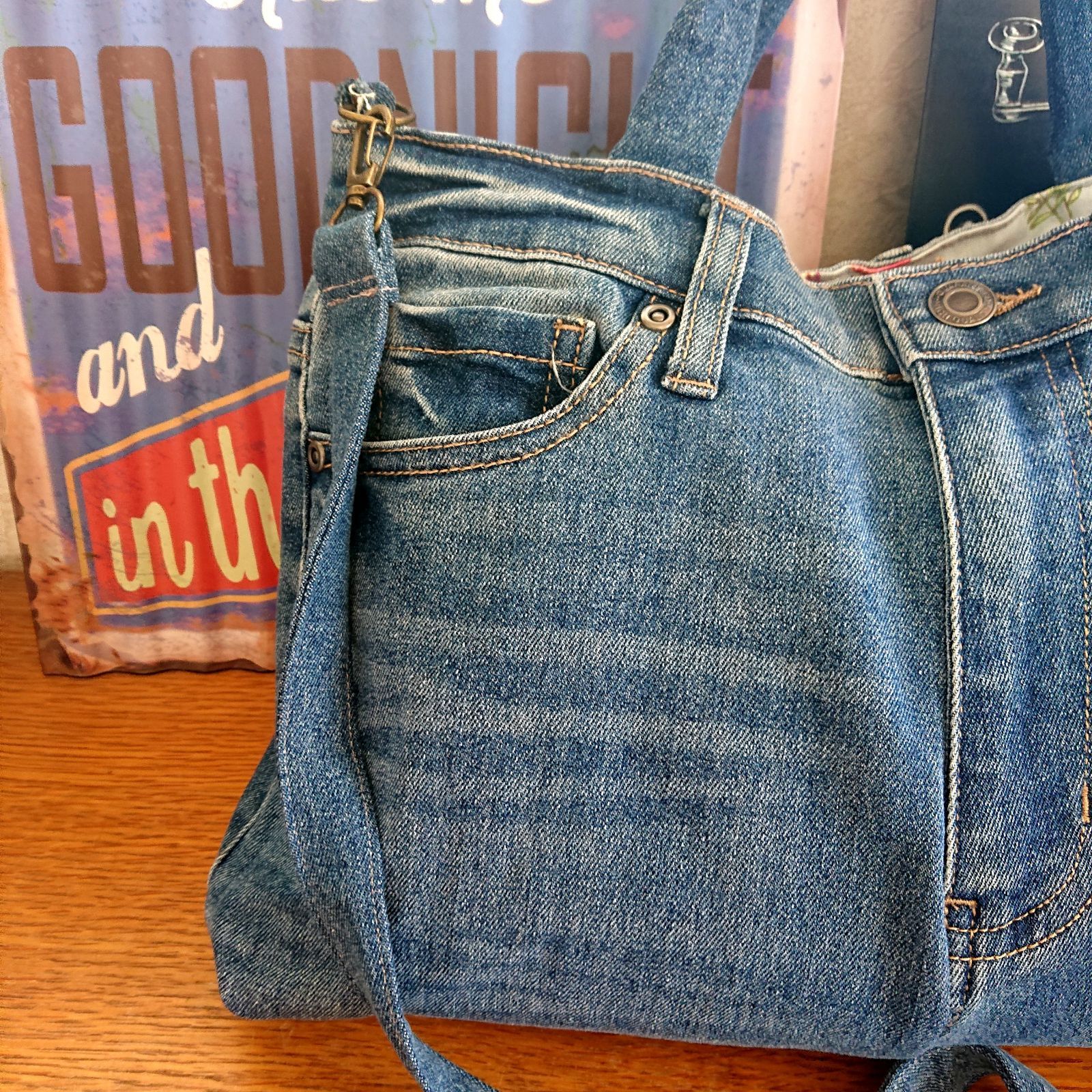 ダメージデニム ショルダーバッグ 25☆USEDダメージデニムリメイク