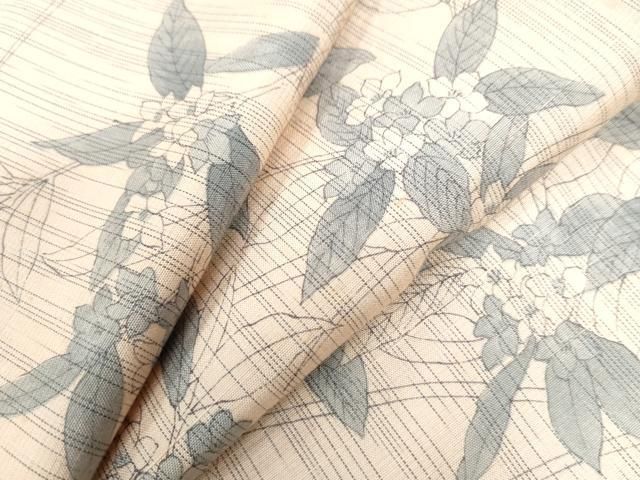 平和屋着物●上質な小紋 紬地 手描き 枝花文 正絹 CAAW8447yc