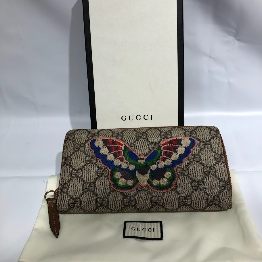 グッチ GGスプリーム バタフライロングジップ財布 楽天市場】【未使用品】【財布】GUCCI グッチ GGスプリーム