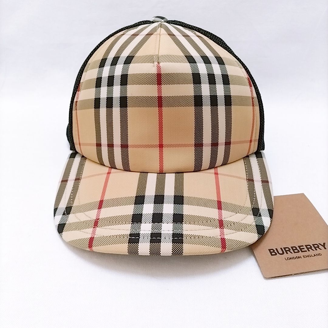 新品未使用】BURBERRY チェック＆メッシュ キャップ 帽子 バーバリー