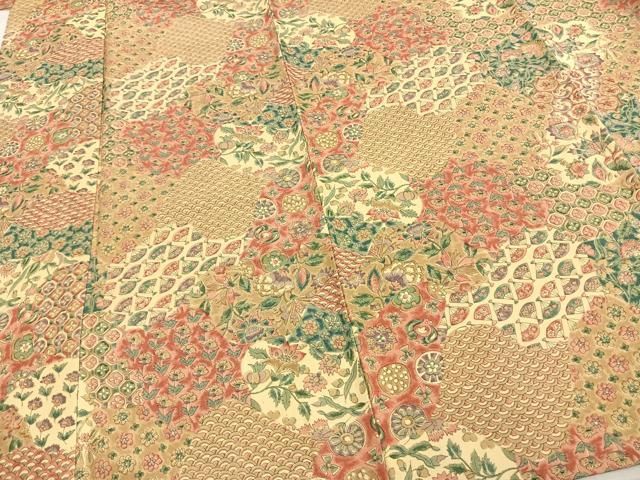 平和屋着物▽上質な小紋 単衣 紬地 切嵌文 正絹 逸品