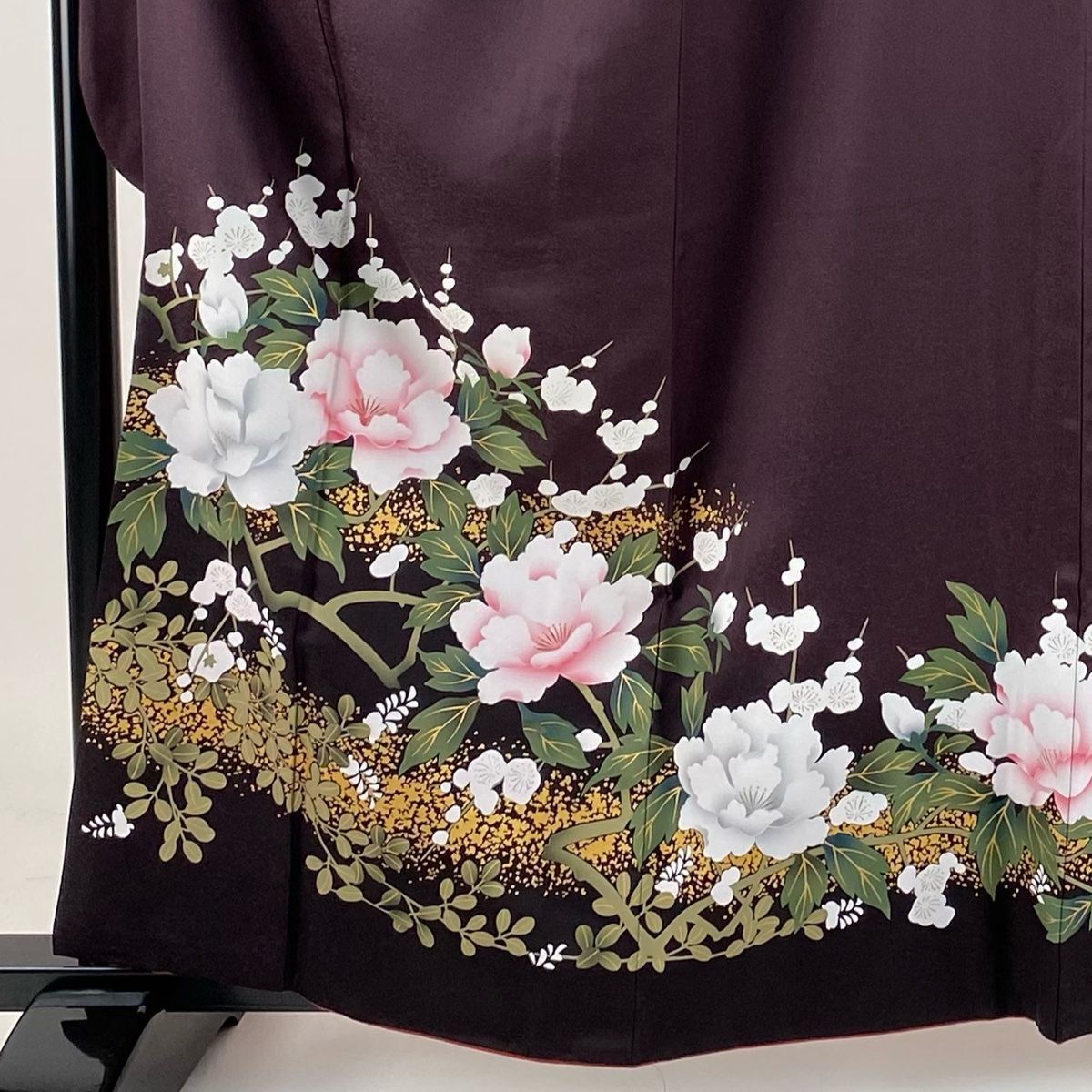 振袖 身丈164cm 裄丈67cm  袷 鞠 草花 金彩 紫 正絹 美品 名品 振袖 身丈155.5cm 裄丈65.5cm S 袷 牡丹 草花 金通し 金糸 紫