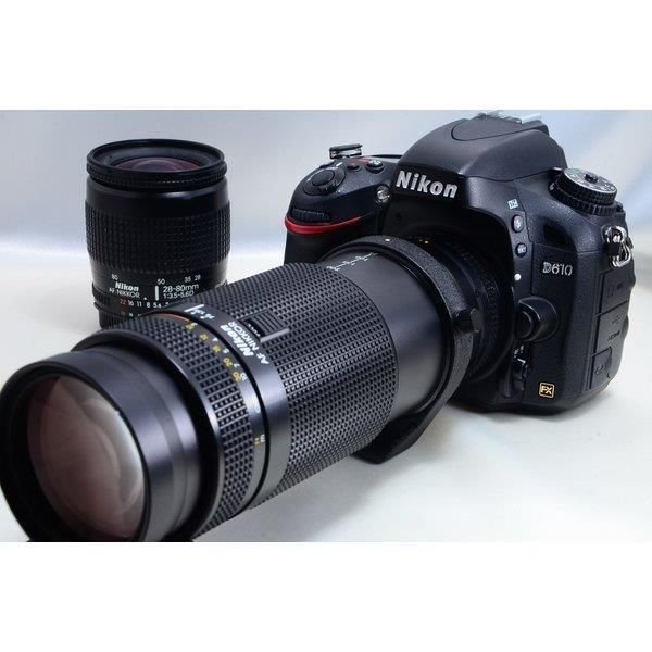 ❤️予備バッテリー&カメラバッグ付❤️ニコン D610 超望遠ダブルレンズ❤️ ニコン Nikon D610 標準&超望遠ダブルズームセット 美品 SD