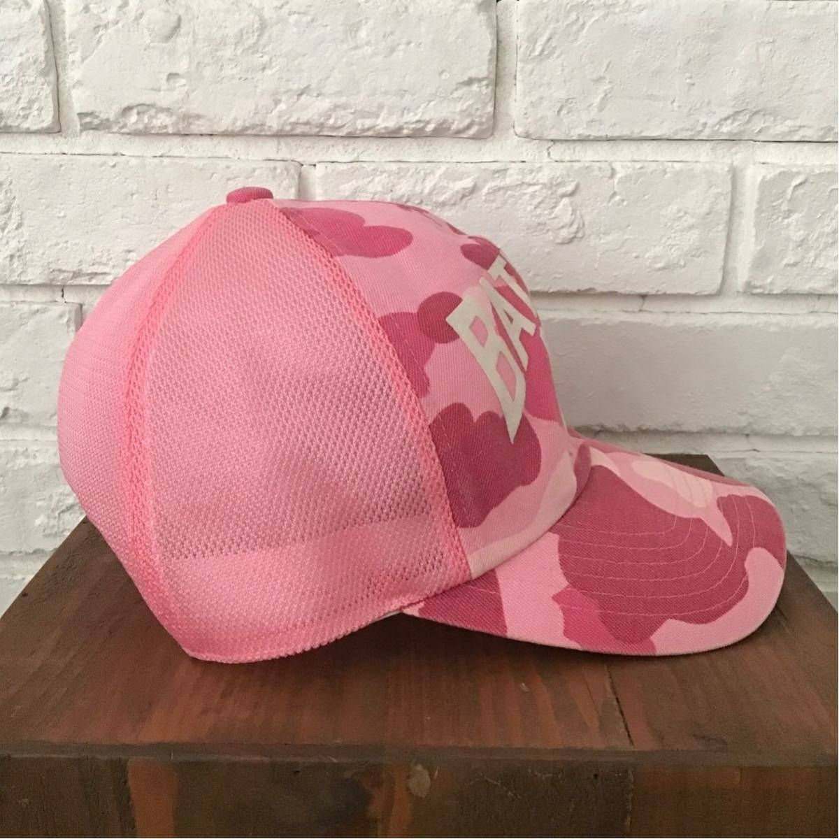 Pink camo new york logo メッシュ キャップ a bathing ape BAPE trucker hat cap エイプ  ベイプ ピンク 迷彩 NYC 帽子 NIGO