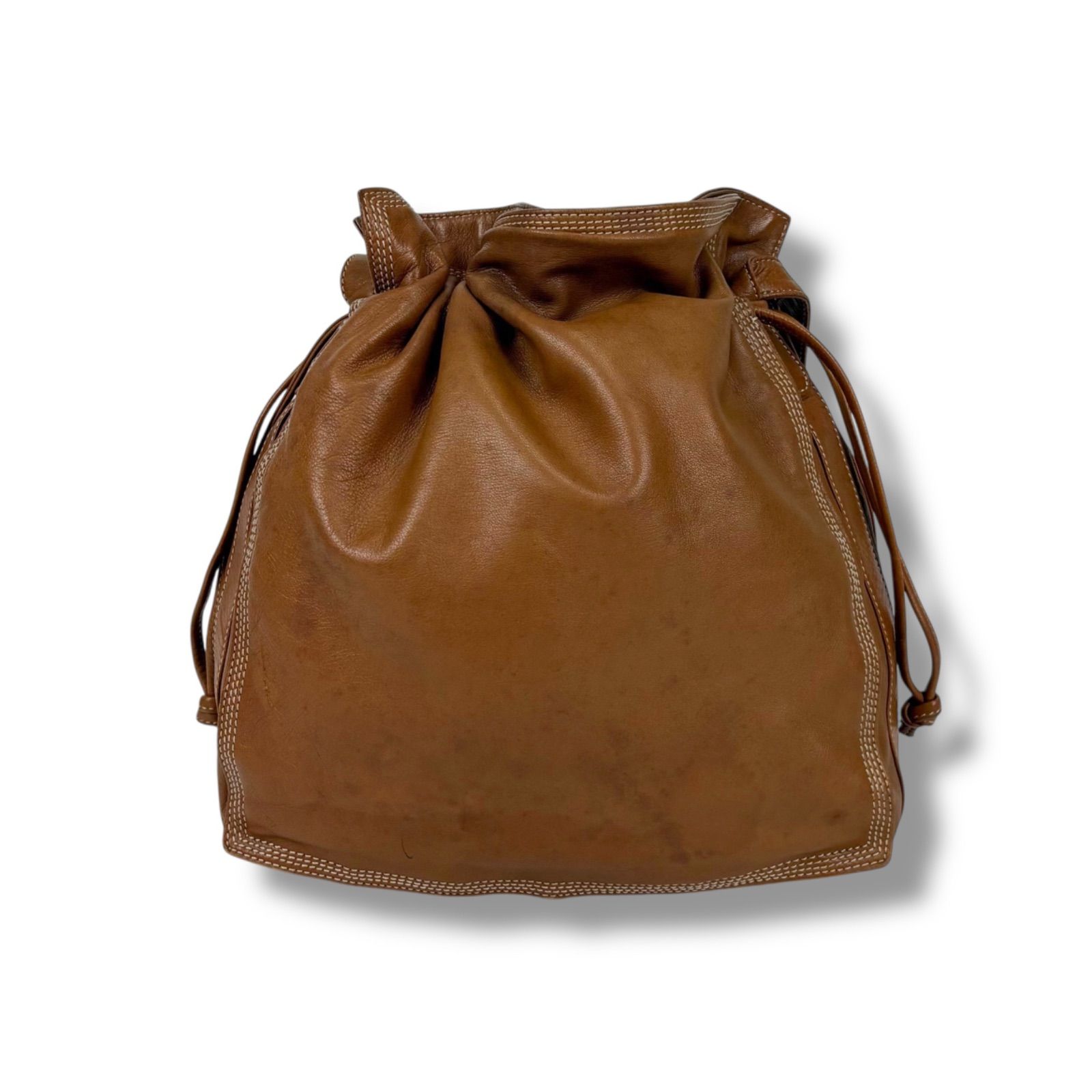 ロエベ LOEWE 巾着型 ショルダーバッグ アナグラムロゴ ブラウン