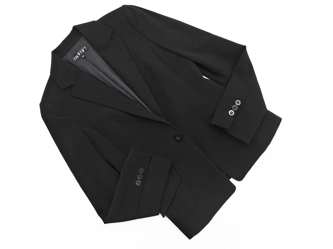 INDIVI 黒 ジャケット INDIVI インディヴィ テーラードジャケット シングル 総裏地