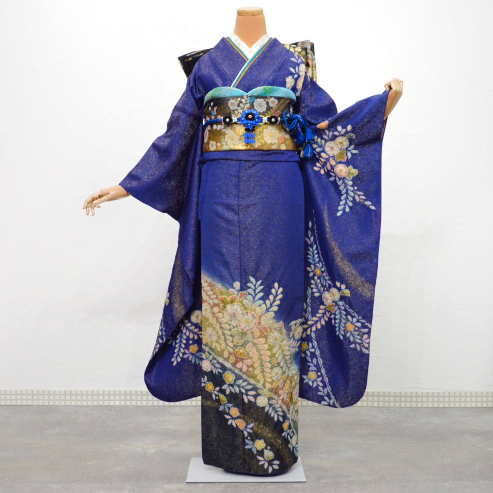 正絹　振袖一式フルセット　美品　成人式　結婚式　卒業式　辻ヶ花　トールOK 振袖フルセット M〜LLサイズ 辻が花 落款あり 正絹 成人式 振袖セット