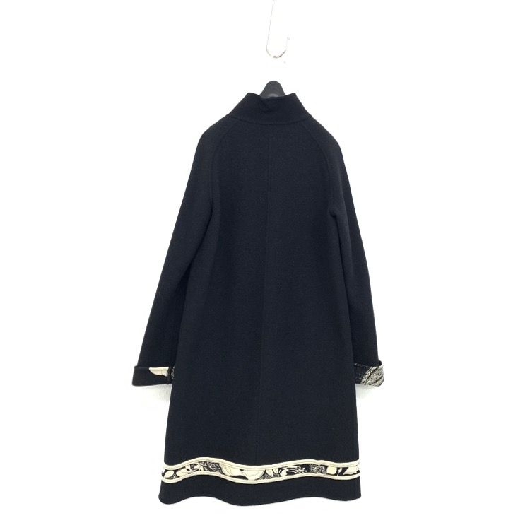 LEONARD レオナール スタンドカラー コート ウールカシミヤ ブラック