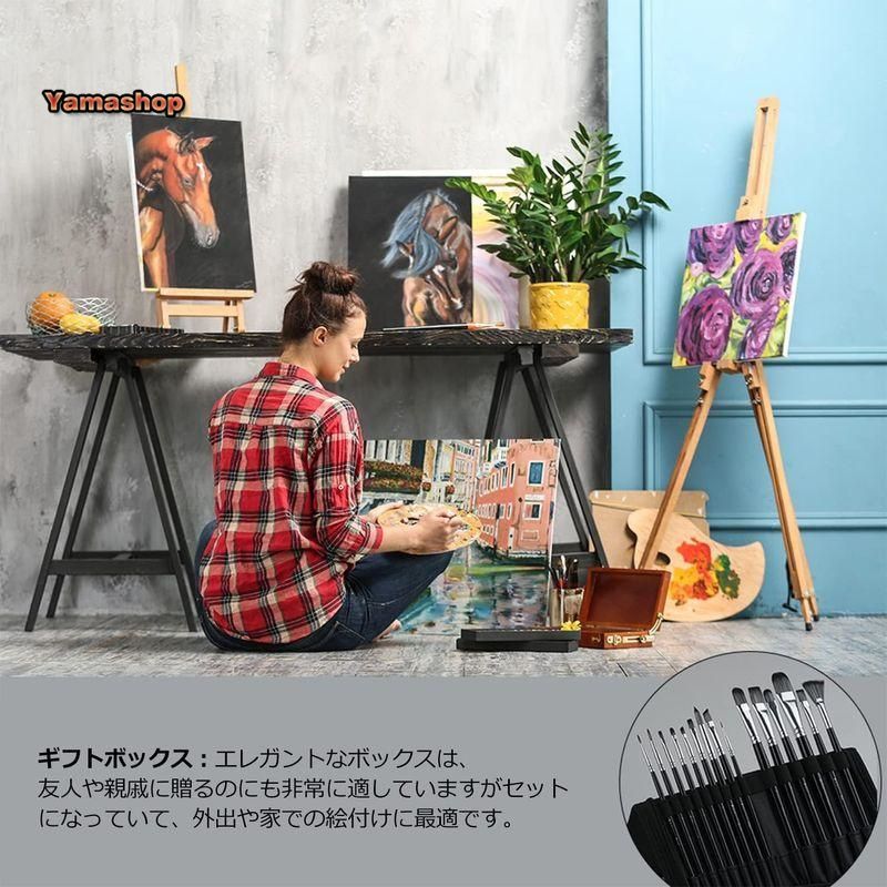 筆 ナイロン絵筆 水彩筆 絵の具 平筆 丸筆 面相筆 アクリル画 水彩 油彩 油絵 ペイントブラシ ガッシュ絵に適する 多用途 携帯便利 丸 ...