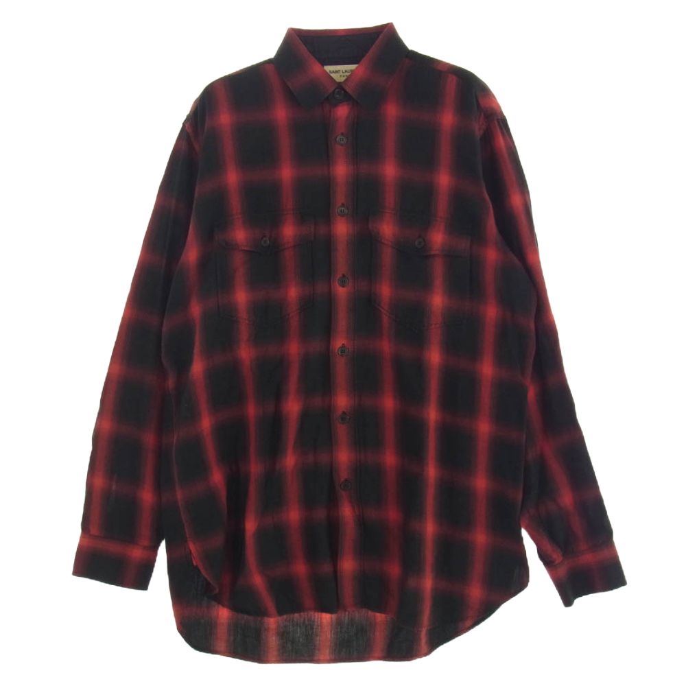 サンローラン シャツ エディ レッド チェックS サンローラン シャツ