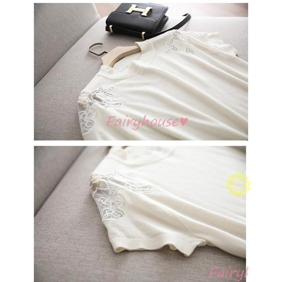 Tシャツ レディース 春夏新作 40代 半袖トップス Tシャツ レースプリント レションTシャツ ショット丈 薄手 ゆったりTブラウス おしゃれ 大人 50代 30代 Tシャツ レディース 春夏新作 40代 半袖トップス レースプリント