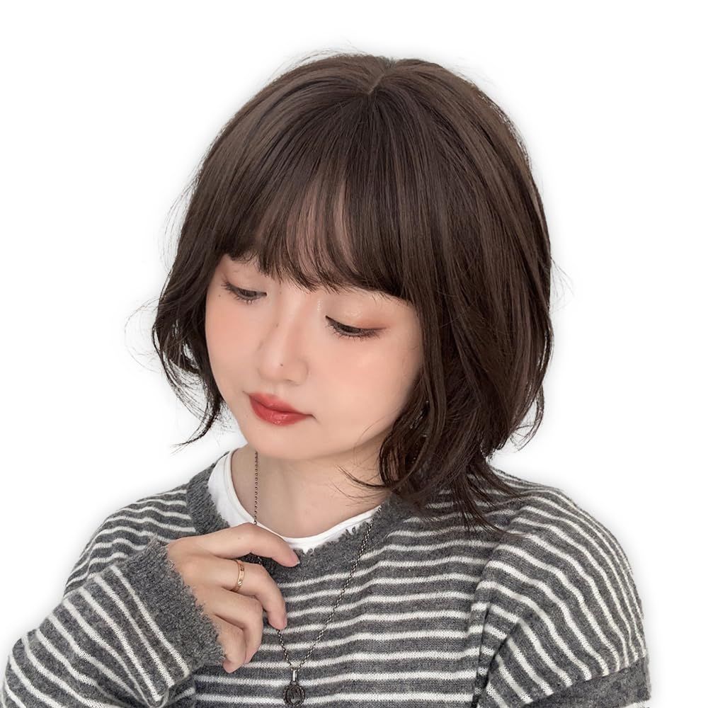 レディースショートウィッグ 7JHH かつらショートボブウィッグワインレッドウィッグ女性の