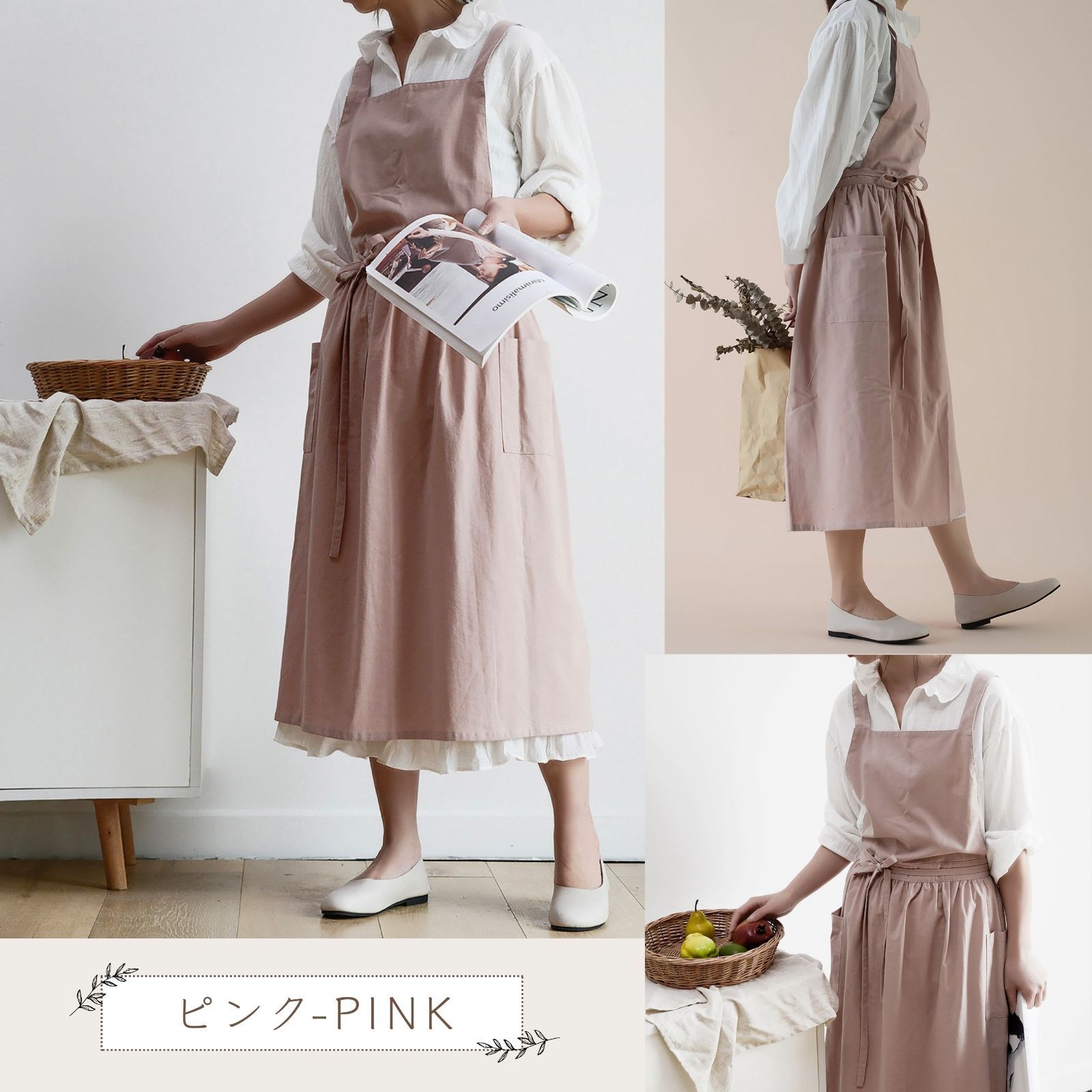 lifestyle fika リネンエプロンワンピース FIKA オリジナルエプロン リネン100%素材 ワンピースエプロン