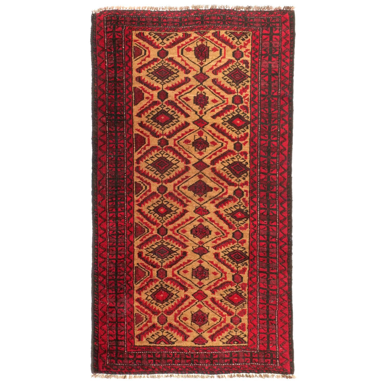 ガーエン 1960年代 1450×810mm セミアンティーク ダイヤモンドモチーフ ヴィンテージラグ専門店 手織り