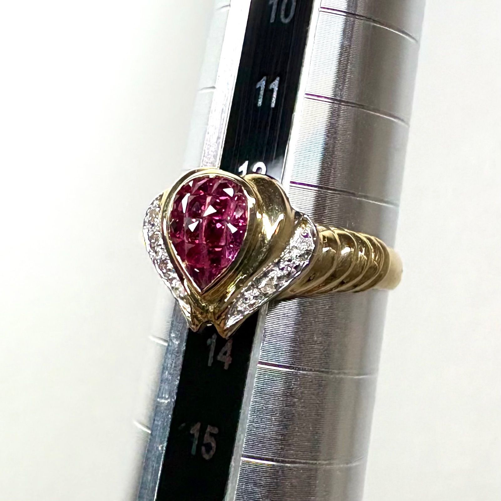 K18 ルビー 1.00ct ダイヤモンド0.03ct リング 3.2g 13号