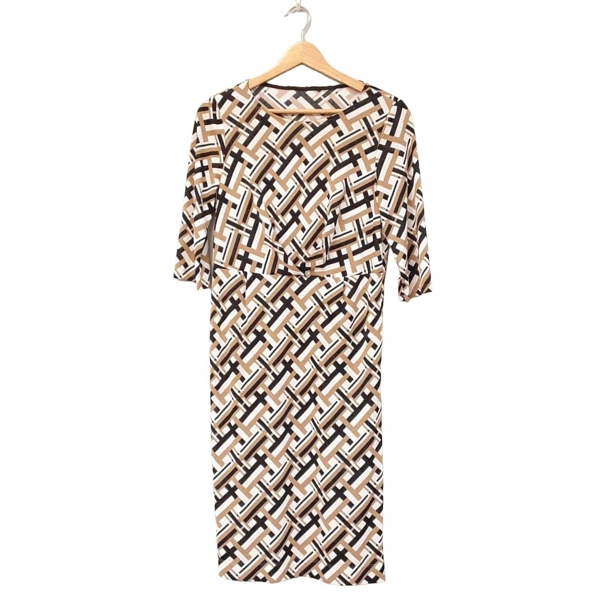 Leilian レリアン ワンピース サイズ9 M レディース - ベージュ×白×黒 七分袖|ロング