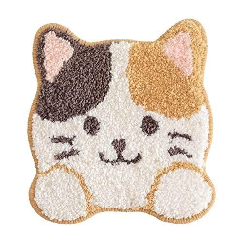 オカ OKA ファンディット アニマル デコレーションマスコット フタカバー ベージュ ねこ かわいい ペット 三毛猫 吸着 ふわふわ