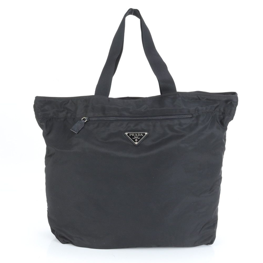 dsk✨ PRADA ビジネスバッグ 黒 テスートナイロン A4 三角ロゴ 正規品☆プラダ テスートナイロン トートバッグ ハンドバッグ