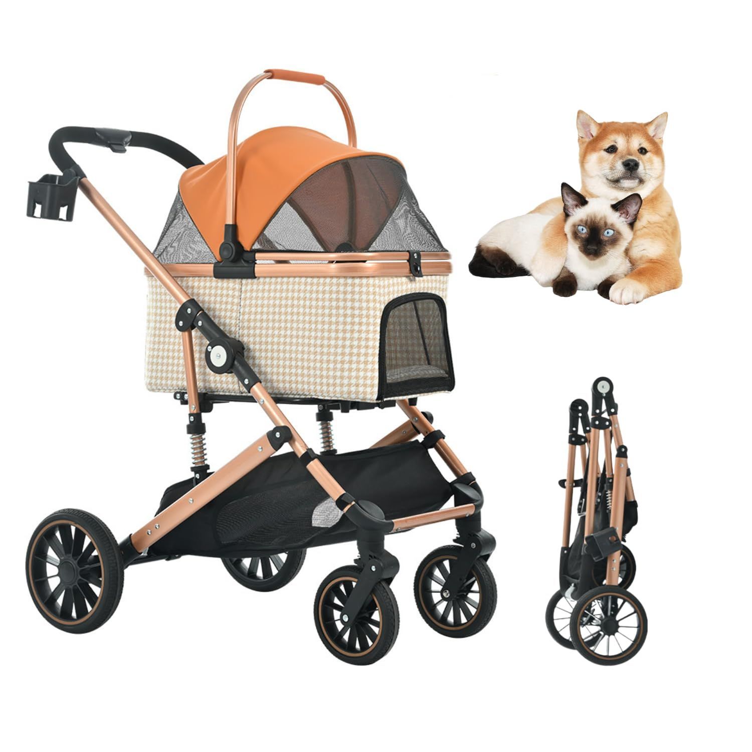 新品　ペットカート　対面式　分離式　犬用品　4輪　ペット用品　アルミ製　カーキ 新品 ペットカート 対面式 分離式 犬用品 4輪 ペット用品 アルミ
