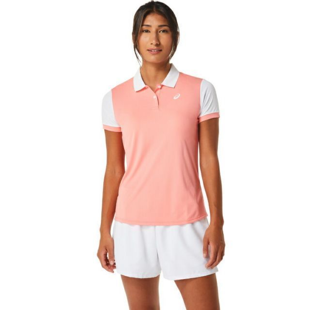asics アシックス WOMEN COURT POLO-SHIRT グアバXブリリアントホワイト XS 2042A265 701 | スポーツ用品 スポーツ グッズ ツール アクセサリー 雑貨 小物 使いやすい テニス 衣類 レディース 女性用 XS ト