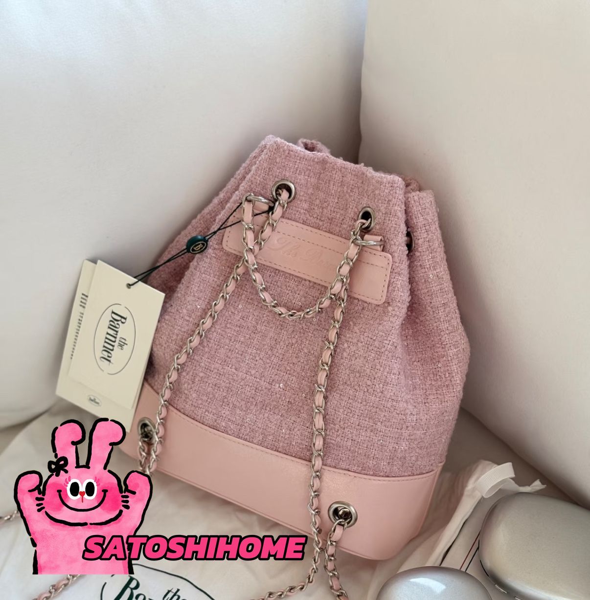韓国 The Barnnet Tweed Drawstring Chain Backpack ツイード