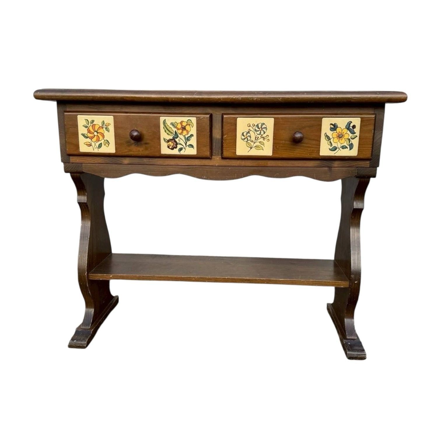 アンティーク　タイル付きキャビネット アンティークタイル付きキャビネット