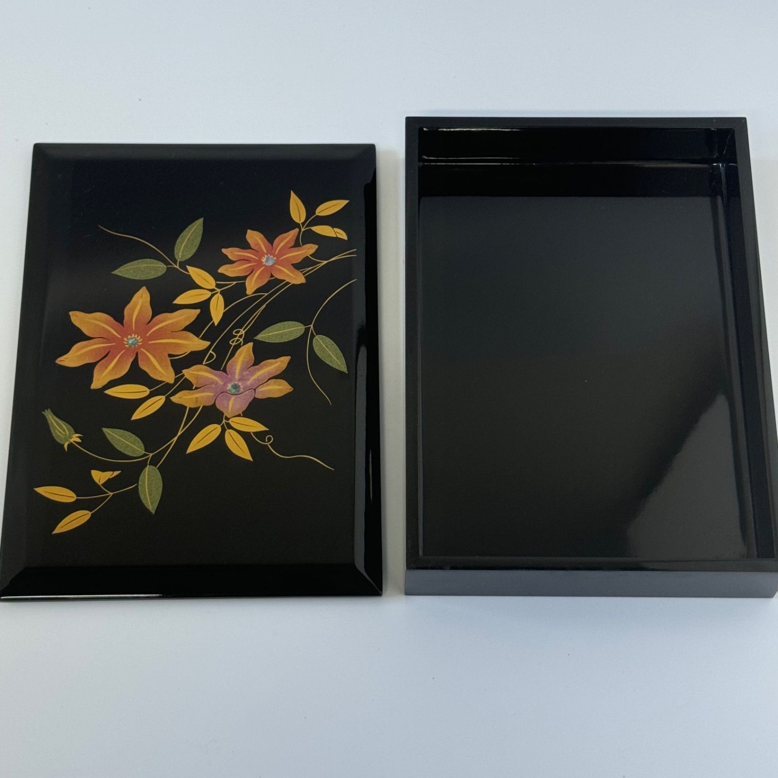 伝統漆器　木箱　道具箱　文箱　入れ子式 Amazon.co.jp: 輪島塗 牡丹蒔絵文箱 硯箱 文房具 書道具 手許箱