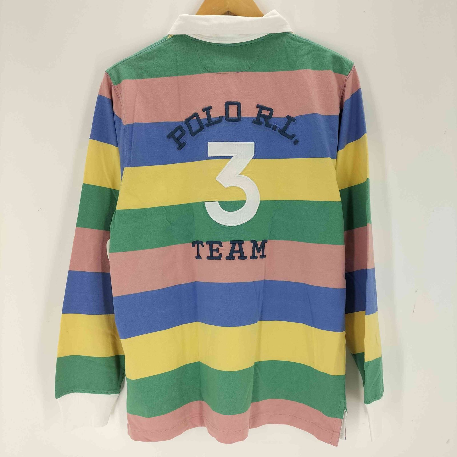 美品 ポロ ラルフローレン マルチカラー ボーダー ラガーシャツ 現行タグ ポロ バイ ラルフローレン Polo by Ralph Lauren ポロシャツ