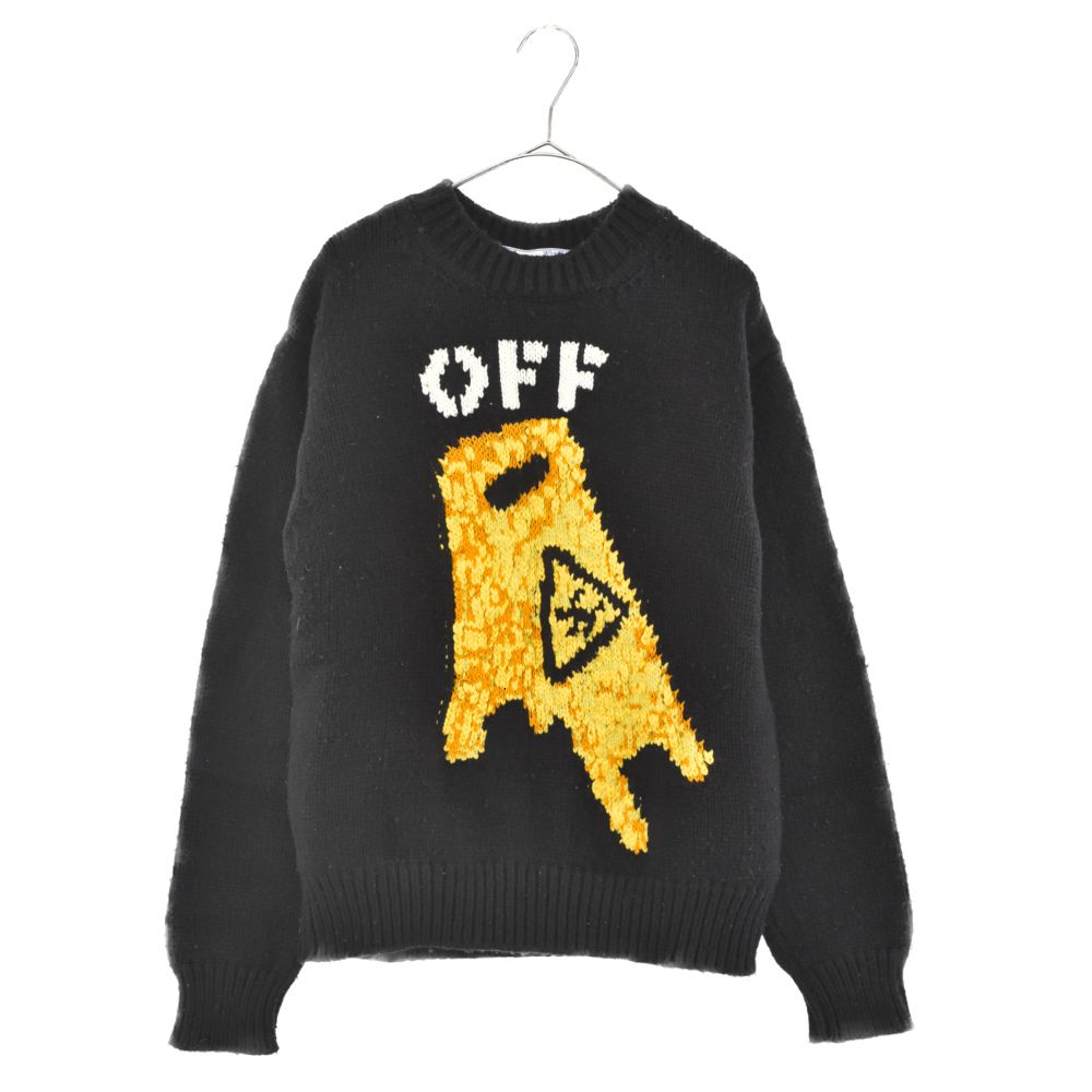 OFF-WHITE (オフホワイト) 20AW Pascal Wet Floor Crewneck OMHE054F20KNI002 パスカル  ウェット フロア クルーネックニットセーター ブラック OMHE054F20KNI002 - メルカリ