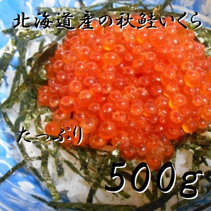 【北海道産】いくら醤油漬け　500ｇパック　秋鮭使用　いくら　化粧箱入り　イクラ　さけ　鮭　サケ　しょうゆ　母の日　父の日　お中元　お歳暮　魚卵