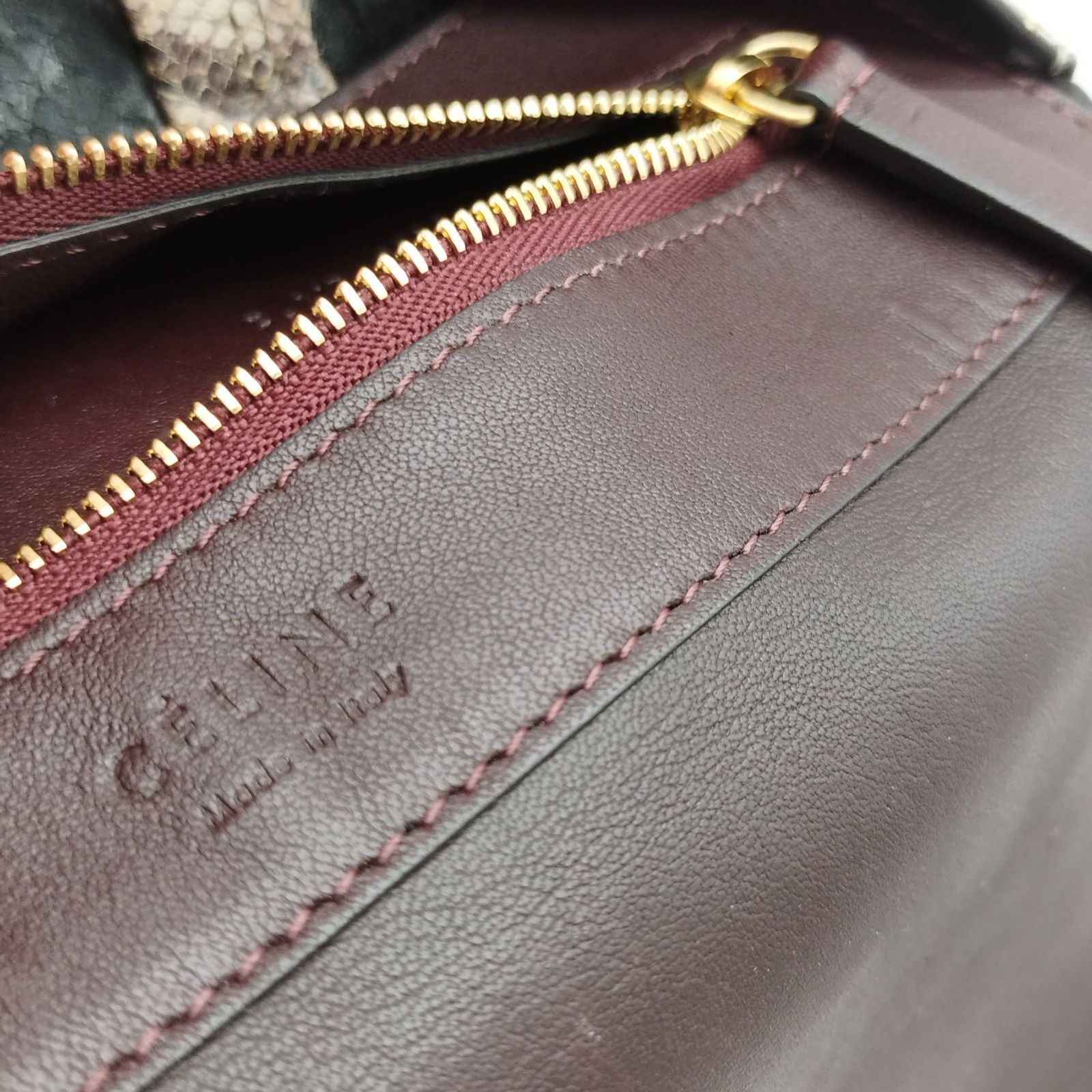 CELINE ブラウンレザードラムバッグ CELINE セリーヌ セーズ ミディアム ブラウン レザー ショルダー