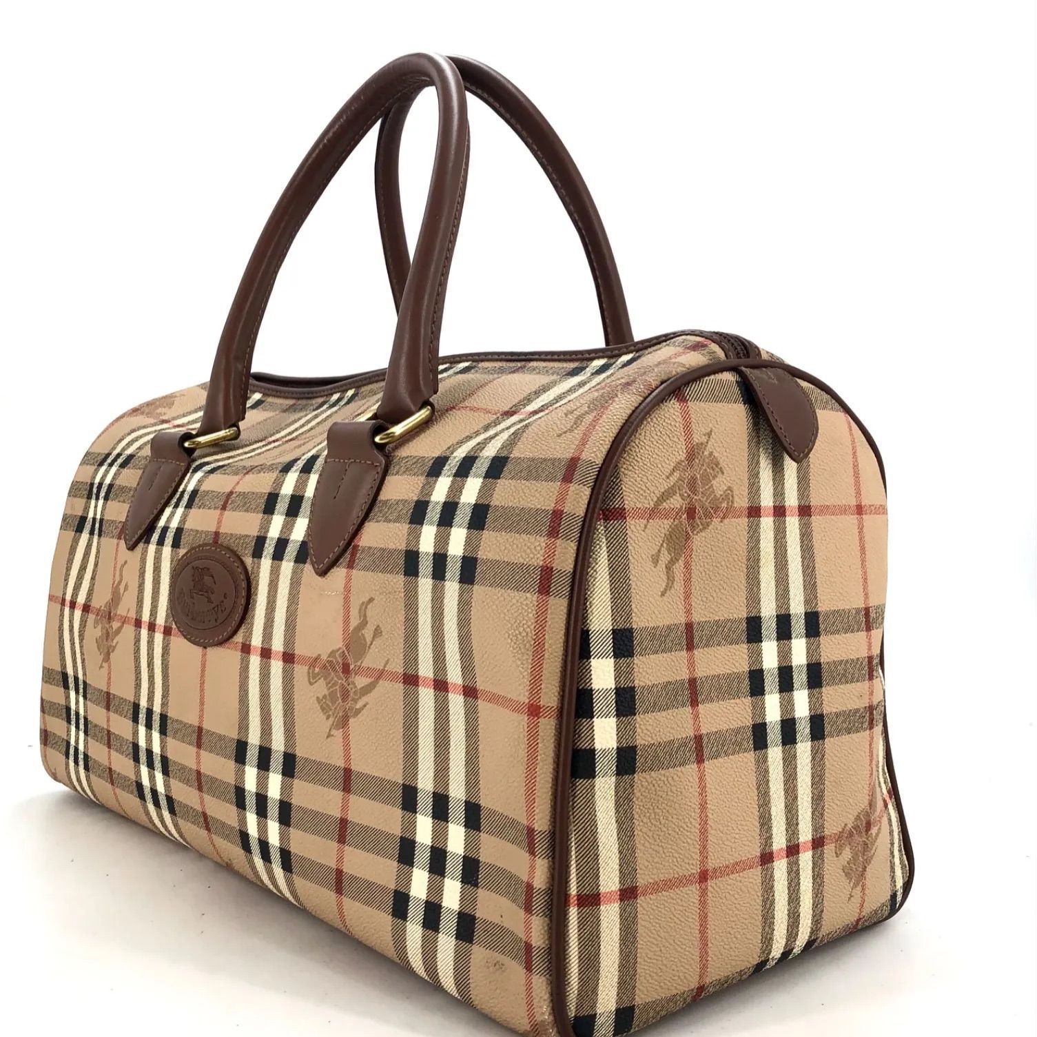 バーバリー ハンド ボストンバッグ チェック ホース 旅行 ビジネス FX267
