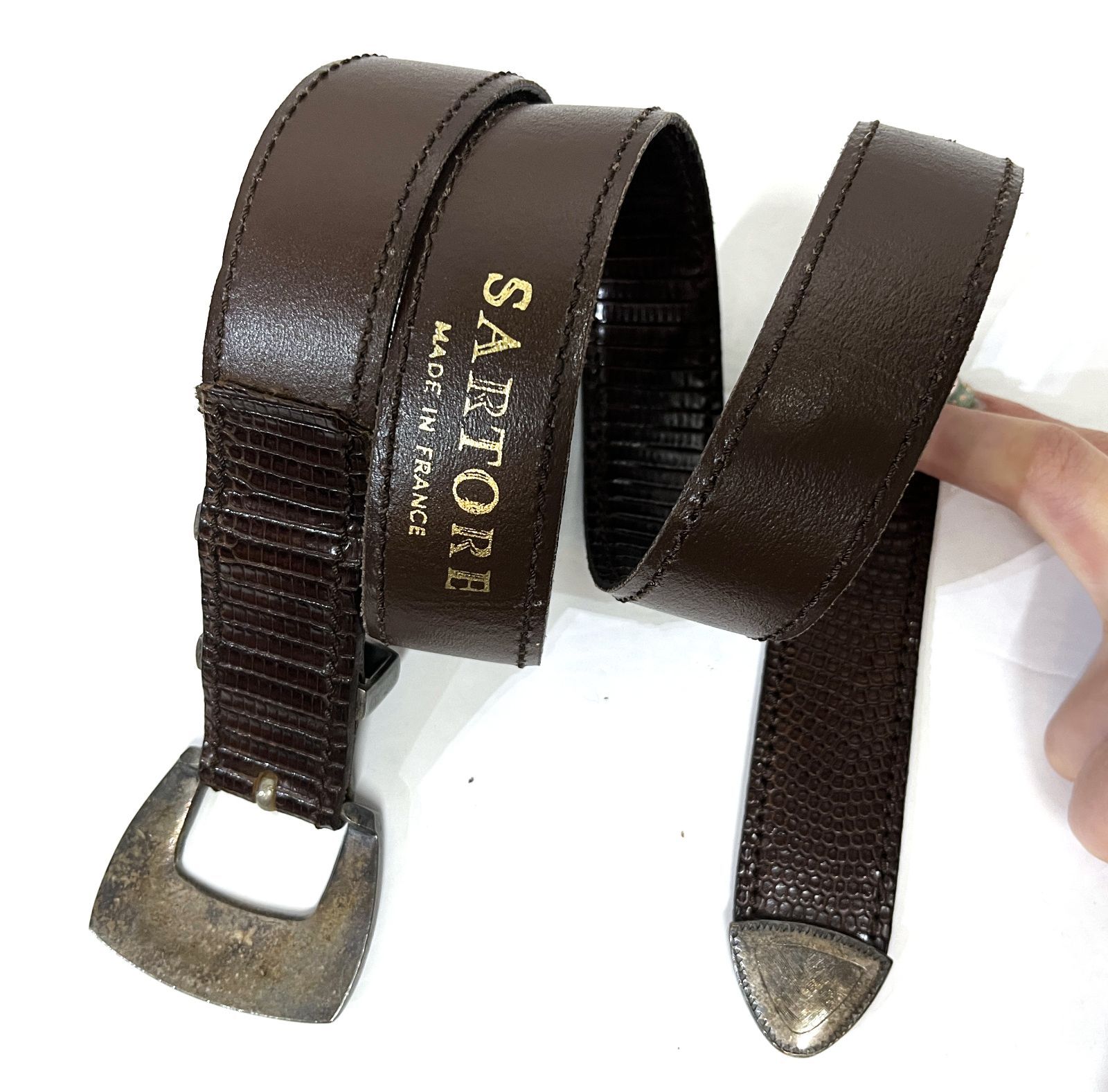 SARTORE サルトル ロングブーツ ジョッキー レザー 茶 バックベルト