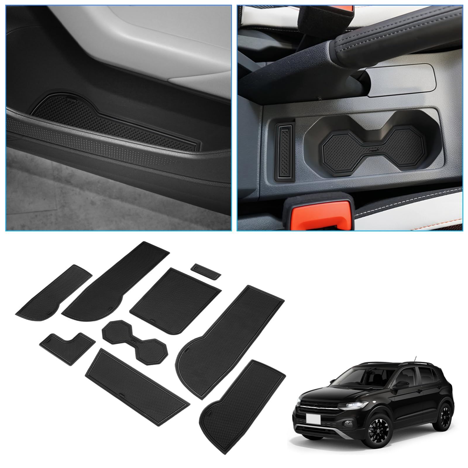 新品 【BIXUAN】フォルクスワーゲン T-クロス 2018+ポケットマット tクロスコンソールマット T-Cross滑り止めマット Volkswagen T-Crossインテリア T-クロスラバーマット車種専用 ゴムマット ノンスリ