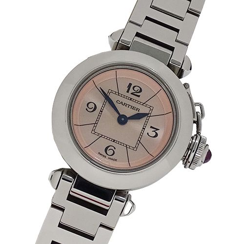 カルティエ Cartier 時計 レディース ブランド ミスパシャ クオーツ QZ ステンレス SS W3140008 シルバー ピンク  磨き済み