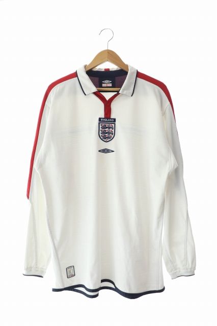 ヴィンテージ VINTAGE UMBRO アンブロ 00s ENGLAND GAME SHIRT イングランド代表 ユニフォーム ゲーム シャツ 長袖 L 白 ブランド古着ベクトル 中古241202