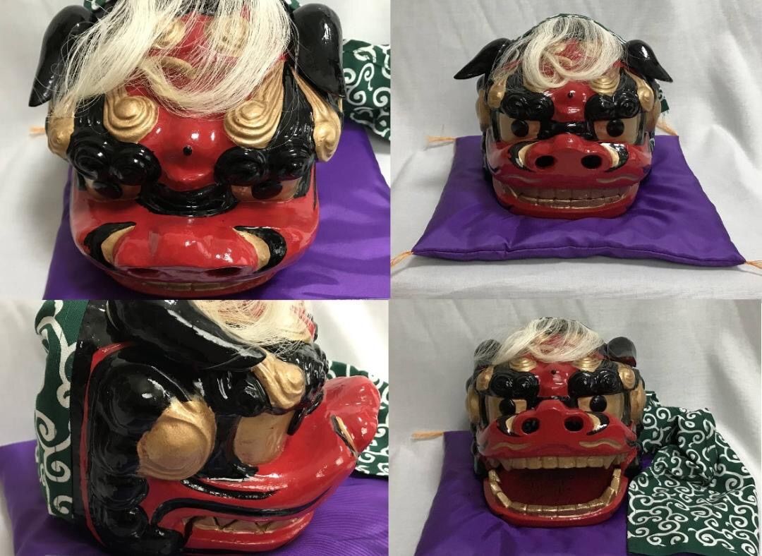 獅子頭の置物 木彫獅子頭 獅子 置物 伝統工芸 木彫 獅子頭 - メルカリ