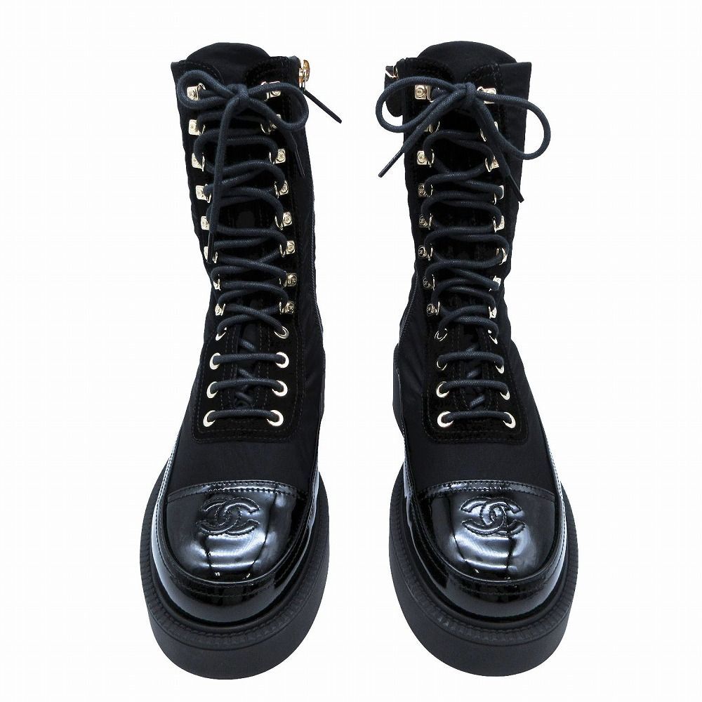 極美品 CHANEL シャネル G38086 21B ココマーク ナイロン パテント