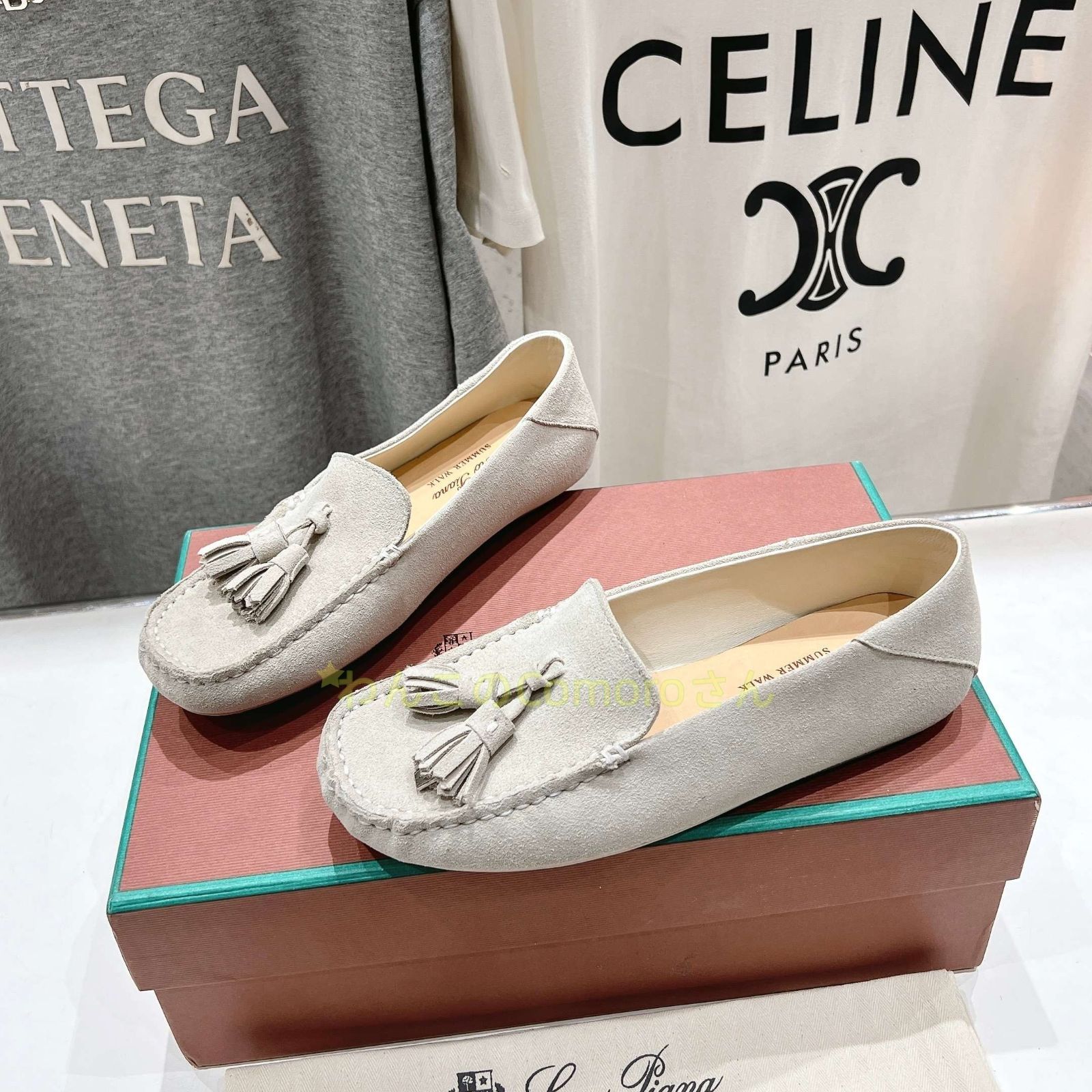 オフホワイト23.0～24.5cm 送料無料 ロロピアーナレディース サマーウォーク スエード タッセル ローファー スエードレザーコンフォート