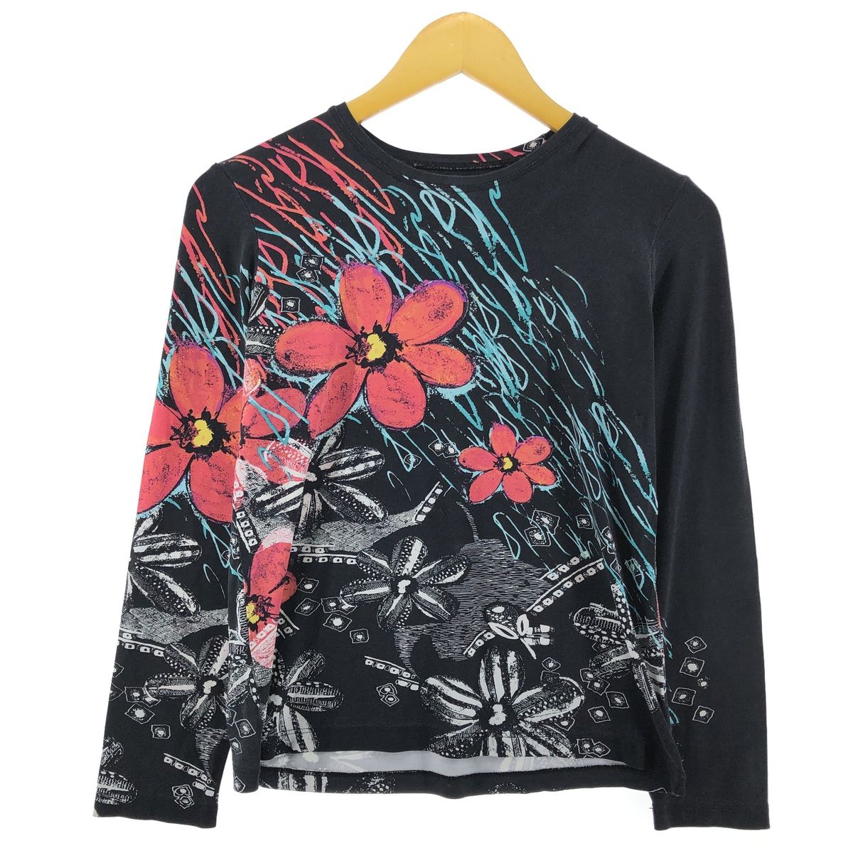 古着 CHICOS 総柄 花柄 ロングTシャツ ロンT カナダ製