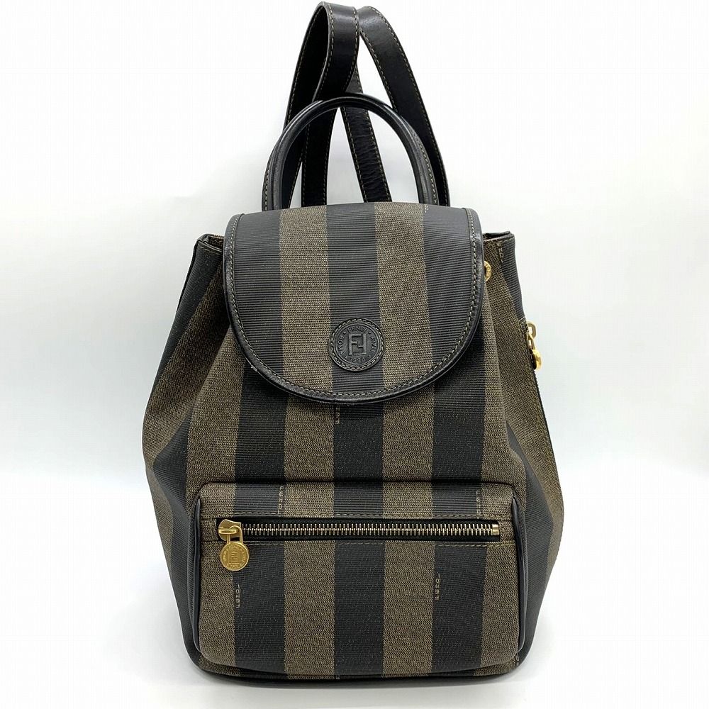 FENDI フェンディ リュックサック ミニリュック デイパック ペカン柄 PVC レザー ブラウン レディース カジュアル ファッション