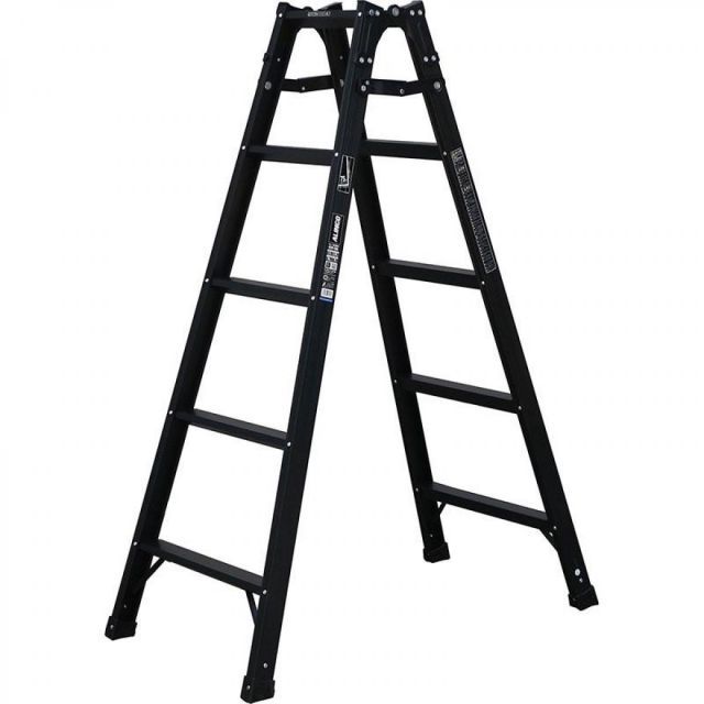 アルインコ はしご兼用脚立 幅広 ブラック KUR-150 脚立 高さ1.41ｍ 黒