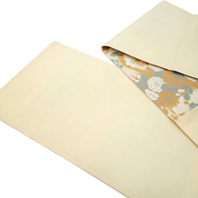 新古品】 袋帯 未使用 正絹 京都 西陣 アイボリー コルク色 横段 立涌